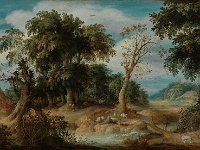GG 182  GG 182, Alexander Keirincx (1600-1652), Landschaft mit Gebirgsbach, 1621, Holz, 51,3 x 89 cm : Museumsfoto: Claus Cordes